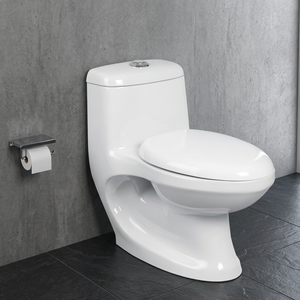 WC monobloc en céramique de haute qualité avec chasse double, siphon en P, à poser au sol, avec siège - Product Image 2