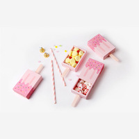 Boîte à bonbons créative en forme de popsicle de style coréen Boîte-cadeau pliante en papier enduit avec estampage Tiroir à crème glacée mignon Échantillon gratuit