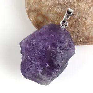 紫色宝石天然不规则水晶脉轮灵气珠愈合水晶orgone吊坠饰品