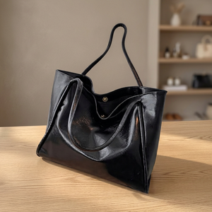 Sac à main décontracté pour femme en cuir véritable, écologique, souple, imperméable, grande capacité, fermeture éclair, bandoulière - Product Image 3