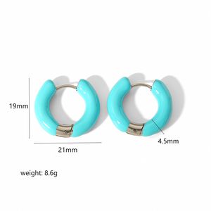 ต่างหูฮักกี้ ต่างหูเหล็กไทเทเนียมทรงเรขาคณิตหลากสี น้ำเงินเข้ม เขียว ฟ้า ส้ม ชมพู เหลือง แดงกุหลาบ - Product Image 4