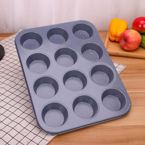 Bandeja para hornear magdalenas de 12 agujeros, herramientas para hornear pasteles, bandeja para hornear galletas redondas negras para cocina, molde DIY para hornear magdalenas - Product Image 6