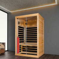 Sauna Infrarroja de Luz Roja para Dos Personas SS-200, Sauna Seca de Madera de Hemlock Canadiense para Interiores
