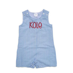 Combinaison monogramme pour garçons, bleu clair, style ventouse pour nourrissons, barboteuse - Product Image 1