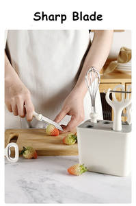 6PC Kichen Utensílios Set Batedor de Ovos + Faca + Tesoura + Descascador + Abridor Utensílios De Cozinha Set com Organizador Titular - Product Image 3