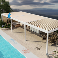 Pergola motorisée en aluminium Sweet Home avec toit rétractable, système imperméable, éclairage LED, design écologique pour jardin et terrasse