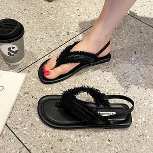 Sandalias Romanas Planas con Borlas y Punta Descubierta, Estilo Retro Coreano para Mujer, Novedades de Verano, Sandalias Cómodas e Informales para Exteriores - Product Image 4