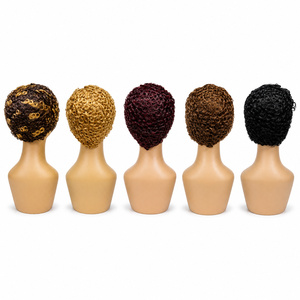 $23 Promotion Letsfly Chioma <b>Pixie</b> Curly <b>Wigs</b> C-Type 13x4 Lace Frontal Short <b>Cut</b> <b>Wigs</b> Small Curls Natural Human Hair #99J, Brown - Product Image 5