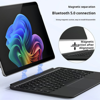 Clavier sans fil avec pavé tactile pour Microsoft Surface Pro 12, tablette portable avec support rabattable, batterie rechargeable intégrée, fabriqué en cuir PU