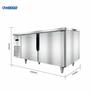 2 Doors 1.2M 1.5M 1.8M Commercial Hotel Supermarket Freezer Refrigeration Equipment Table Under Counter Refrigerator