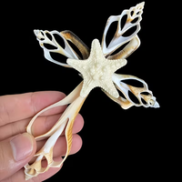 Ornements en coquillages faits à la main - Charmes en coquillages marins en forme d'étoile de mer avec une étoile à cinq branches, cadeaux religieux pour les fêtes