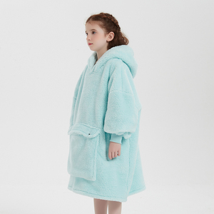 Nhà Máy Ấm Cúng Thoải Mái Hàn Quốc Tùy Chỉnh In Mặc Chăn Cho Trẻ Em Dày <span class=keywords><strong>Sherpa</strong></span> Quá Khổ TV Dài Tay Áo OEKO-TEX Chứng Nhận - Product Image 2