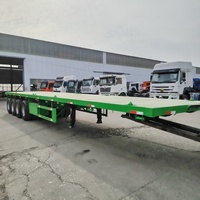 Semi-remorque à plateau plat 40T 60 tonnes 12R22.5 pour le transport de conteneurs de 20 pieds/40 pieds, prix d'usine, 3 essieux, 4 essieux, 40 pieds, 45 pieds
