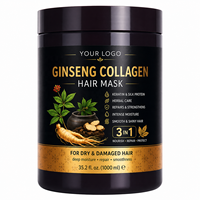Traitement réparateur nourrissant pour cheveux abîmés, hydratant en profondeur, lissant et adoucissant, à base de ginseng et de collagène, pour femme