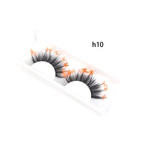 HITOMI H01 8-20mm Faux cils en vison coloré pour cils naturels longs, 3D épais et recourbés, avec bande en coton noir, faits à la main
