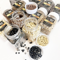 Perles micro-anneaux en aluminium doublées de silicone, noires, brunes, blondes, 4,0*2,0*3,0 mm, personnalisées, 1000 pièces/bouteille, pour l'installation d'extensions capillaires