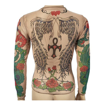 Disfraz de diseño gótico para mujer con estampado de tatuaje de fantasía vibrante, ropa de actuación de escenario superior para Cosplay y fiestas de vestir temáticas