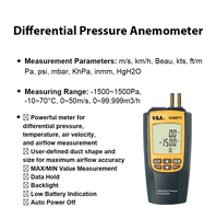 Anémomètre à pression différentielle VA8071 4-en-1 pour HVAC, mesure du débit d'air, de la température et de la vitesse du vent, manomètre pour test de ventilation des conduits