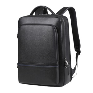 Men's Genuine Leather <b>Backpack</b> 20L With Usb Business Travel Casual Solid Color Soft Handle Interior Zipper Pocket - Product Image 5