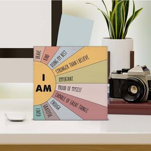 ชั้นวางโต๊ะในห้องเรียนขนาด5x5นิ้วป้ายบล็อคไม้ที่มีสไตล์เป็นแรงบันดาลใจ - Product Image 3