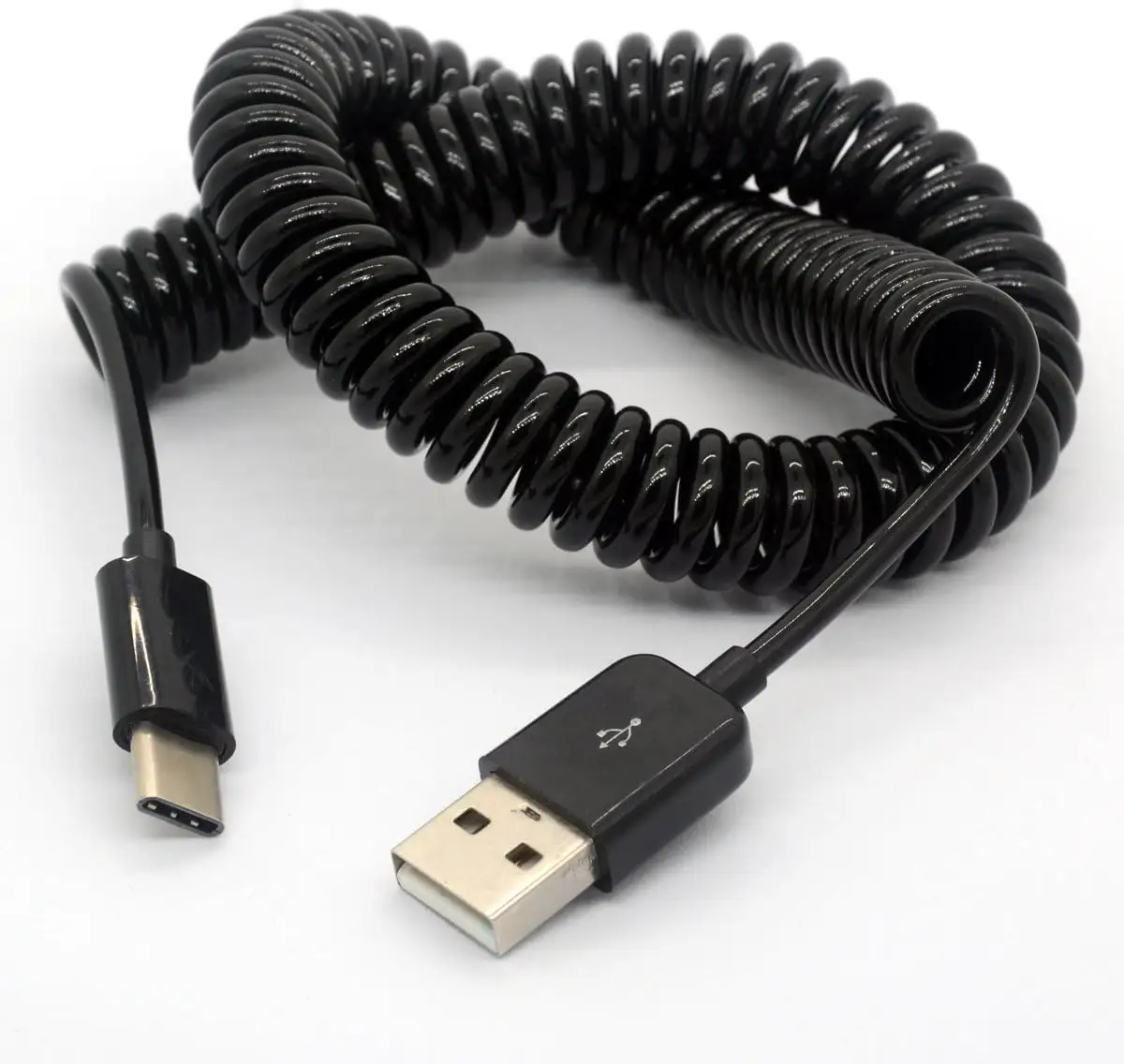 Spirale Curly Type C Bio Usb Data Cable Car Rétractable Spring Enroulé Fil Câble De Charge Chargeur Mécanique Clavier Bobine Câble