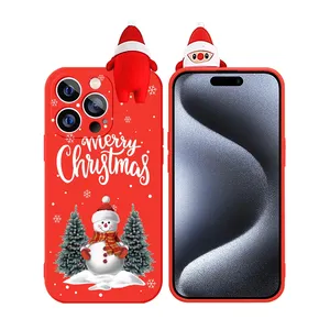 Casing lembut boneka 3D, sarung HP kartun Selamat Natal Santa rusa kutub pohon, untuk iPhone 15 14 13 Pro Max 12 11 X XS XR 7 8 Plus 12