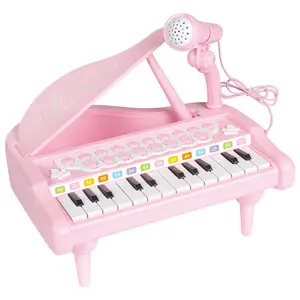 TS批发3-6岁24键七彩精致儿童电键盘钢琴带麦克风