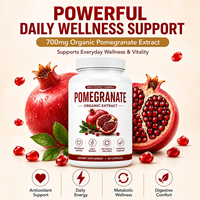 Cápsulas de Extracto de Granada Orgánico de Alta Potencia, Antioxidante, para el Flujo Sanguíneo Cardiovascular, Metabólico y Antienvejecimiento, para Adultos