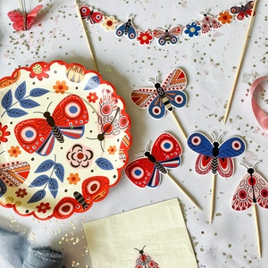Vaisselle jetable de marque DAMAI, articles de fête personnalisés, ensemble d'assiettes en papier imprimées en offset 6 couleurs, thème papillon pour enfants, vaisselle florale - Product Image 4