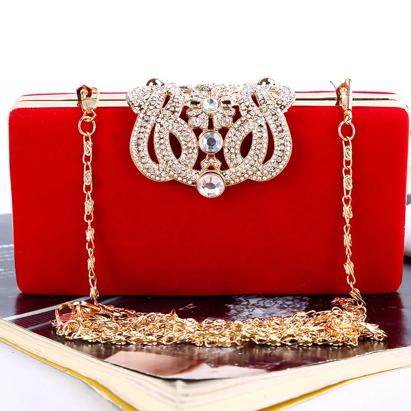 Evening Bag Selling Fashion Black Purple Red Blue Fuchsia Women Luxury Party Evening Ladies Rhinestone PU Clutch Bag