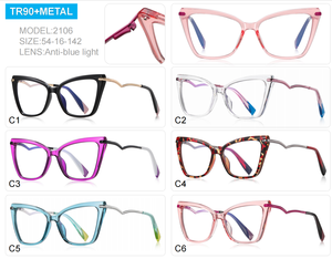 Venta al por mayor TR90 anteojos ópticos de metal para mujer <span class=keywords><strong>gafas</strong></span> anti-luz azul de moda logotipo personalizado mariposa marco elegante <span class=keywords><strong>ordenador</strong></span> - Product Image 6