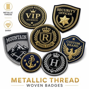Parches Bordados Personalizados para Bandas, Parche con Logotipo de Alta Densidad, Hilo Metálico Dorado y Plateado, Termoadhesivo para Chaquetas de Música Rock, Sombreros, Vaqueros - Product Image 1