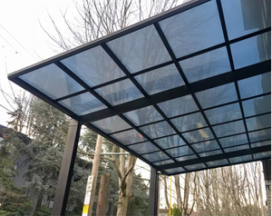 Abri d'auto sur pied en aluminium solide toit en polycarbonate auvent à cadre métallique pour parking de voiture <span class=keywords><strong>bois</strong></span> traité à la pression Type naturel - Product Image 1