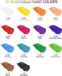 14 Kleuren Grote Wasbare Verfset Voor Kind (16.9 Oz, 500 Ml) Acryl Bulkbenodigdheden Niet Giftig Kinderen Tempera Voor Kunstambacht Diy