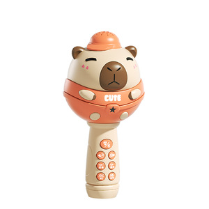 Micrófono de karaoke inalámbrico con diseño de oso para niños de 2 a 4 años, juguete musical de dibujos animados con altavoz y efecto de eco - Product Image 1