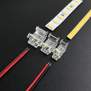 ขั้วต่อแบบไม่ต้องบัดกรี 2 ขา สำหรับเชื่อมต่อสายไฟกับแผงวงจร สำหรับแถบไฟ LED COB แรงดันต่ำ ขั้วต่อแบบเชื่อมต่อเร็ว อะแดปเตอร์ปลายเดี่ยว - Product Image 1