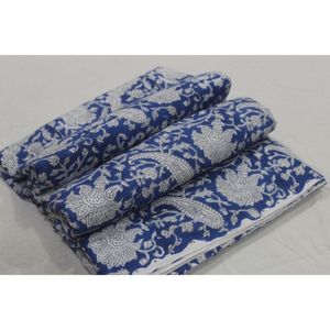 Nueva Tela de Algodón Azul y Blanco con Estampado Artesanal Hindú, Estampados Naturales, Vestidos Ligeros para Niños, Decoración para Cortinas y Bolsos - Product Image 1