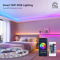 Bande LED intelligente WiFi RGB personnalisable Tuya, certifiée SASO CE ISO9001, 12V 24V, pour projets hôteliers, vente en gros