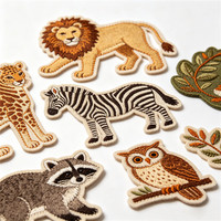Écussons brodés faits main en gros, motifs animaux, badges en tissu pour vêtements, jeans, sacs et accessoires