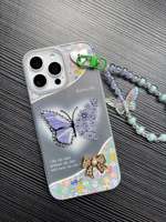 Coque Papillon Mignonne en TPU Mat Personnalisée Style Ins avec Bracelet pour iPhone 16 17 18 Pro Max Vente en Gros 2026