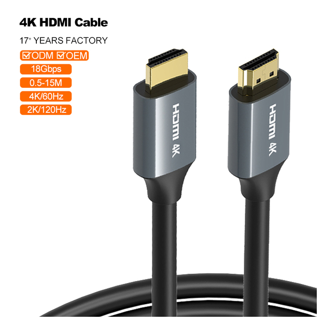 Wholesale TJ-A023-1 4K Ultra HD HDMI 2.0 PVC Cable Gold-Plated Connectors Transfer HDMI Cable for TV Speaker Monitor Application