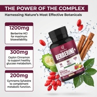 Compléments alimentaires à l'extrait de berbérine Qbioflex OEM/ODM 1300 mg avec cannelle de Ceylan HCI, capsules de berbérine