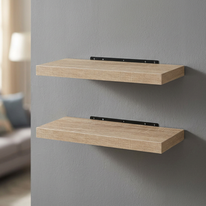 Paquete de 2 Estantes Flotantes de Madera Natural, Estante de Almacenamiento Rectangular para Montar en la Pared - Product Image 3