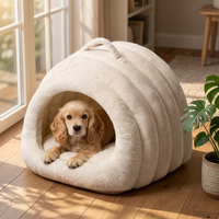 Lit-caverne de luxe pour chat et chien, intérieur, hiver, chaud, en fausse fourrure de lapin, doux, confortable, lavable, portable, toutes saisons, indépendant