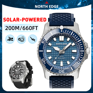 นาฬิกาดำน้ำ NORTH EDGE ABYSS สำหรับผู้ชาย ใช้พลังงานแสงอาทิตย์ ระบบควอตซ์ หรูหรา กันน้ำลึก 200 เมตร นาฬิกาสปอร์ตดำน้ำ ตัวเรือนเหล็ก 316L ใช้พลังงานได้นานกว่า 180 วัน - Product Image 1