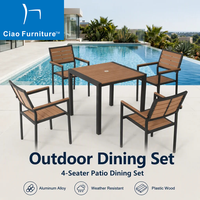 Ensemble Table et Chaises de Repas en Aluminium pour Terrasse, Mobilier de Jardin et Restaurant Extérieur, Meilleures Ventes