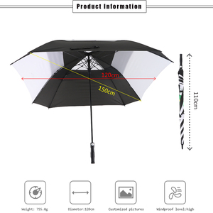 Cadeau personnalisé OEM ODM parapluie droit parasol à côtes solides umberalles grands parapluies de golf pour la pluie coupe-vent - Product Image 6