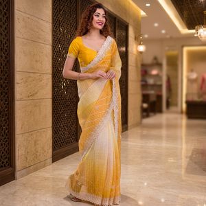 Dernier modèle de sari indien en georgette, design moderne, pour fêtes et mariages, séchage rapide, vente en gros, meilleure qualité pour femmes - Product Image 3