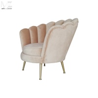 Fauteuil moderne en acier inoxydable doré, forme de fleur rouge, fauteuil d'appoint en velours, canapé individuel
