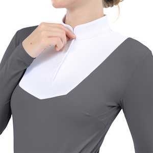 Maglia bassa MOQ top da corsa per cavalli da <span class=keywords><strong>donna</strong></span> traspirante alla moda camicie equestri alto elastico con bottone a <span class=keywords><strong>cavallo</strong></span> - Product Image 2